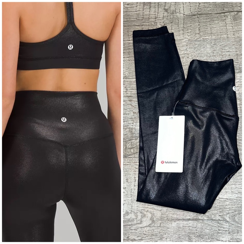NWT Lululemon Align HR High-Rise Pant 28” Shine Radiate Foil Print Black size 2